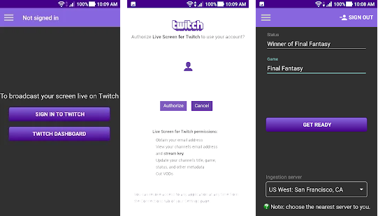 live stream for twitch